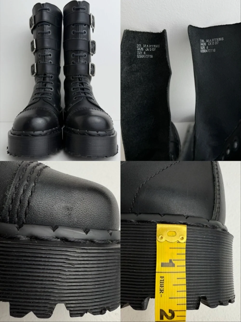 Vintage Dr. Martens 3A26 Holy Grail England Black Envy Platform Boots UK 4